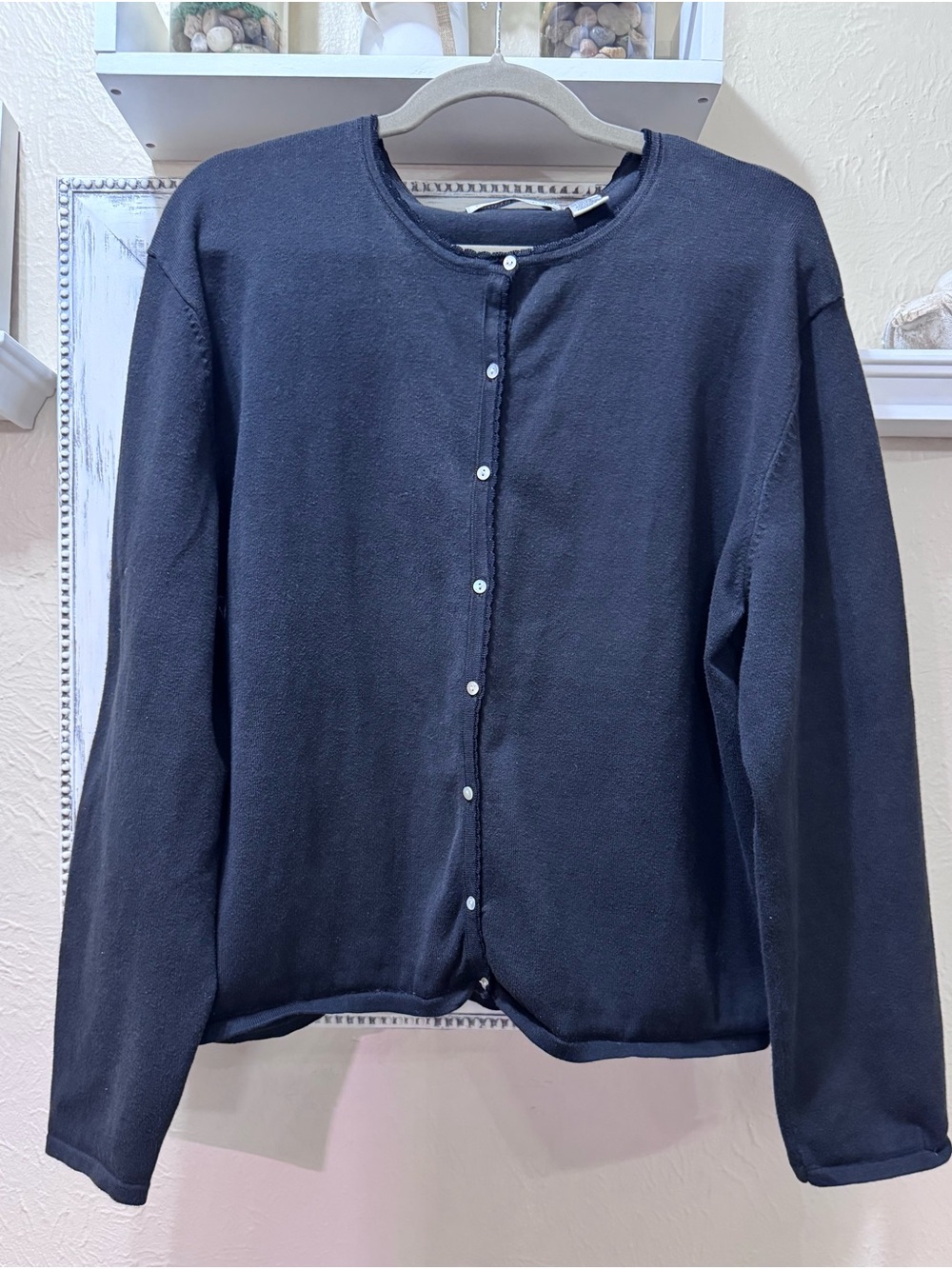 Carolyn Taylor Black Button-Front Cotton Cardigan Sz XL